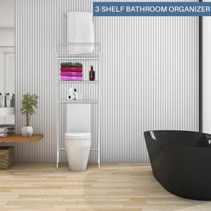 J&V Textiles 3-Shelf Metal Bathroom Organizer Over The Toilet