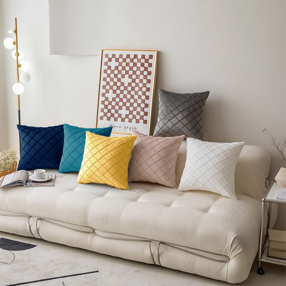 20''x20'' Quilted Velvet Throw Pillow  | 6 Colors – Soft & Stylish Diamond Stitch Design | Modern Couch & Bedroom Accent | Insert Included