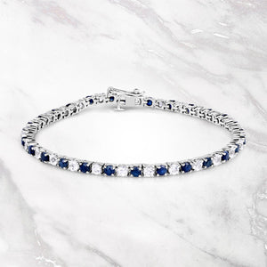 6.87 ct. t.w. Blue Sapphire and White Topaz Bracelet in Sterling Silver