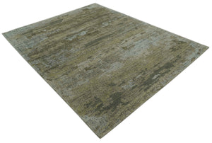 Brown And Silver Abstract Design Hand Knotted Custom Made wool rug