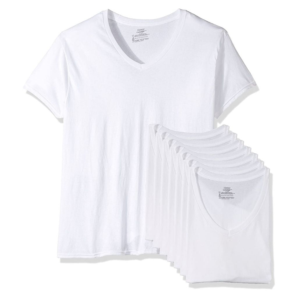 6-Pack Hanes Men's ComfortSoft 100% Cotton Tagless Undershirt- Tank, V-Neck, Crew