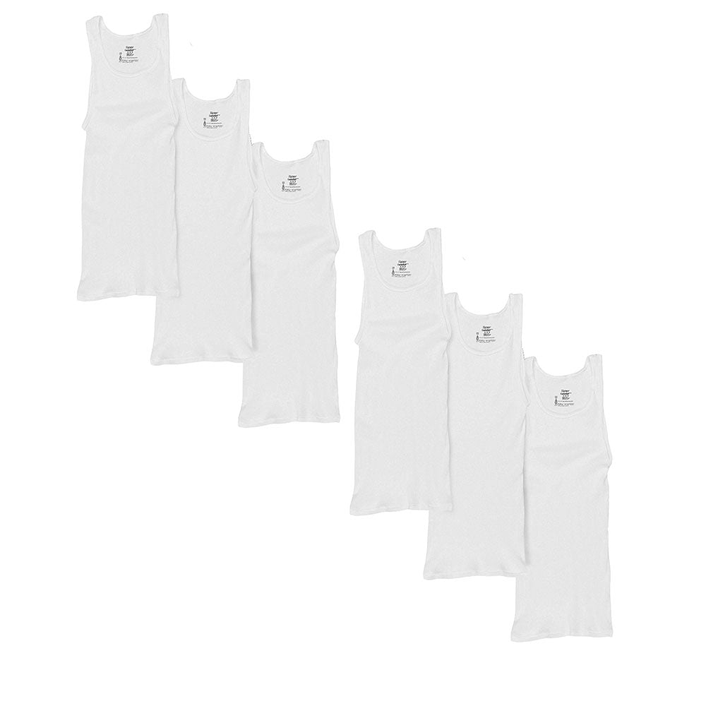 6-Pack Hanes Men's ComfortSoft 100% Cotton Tagless Undershirt- Tank, V-Neck, Crew