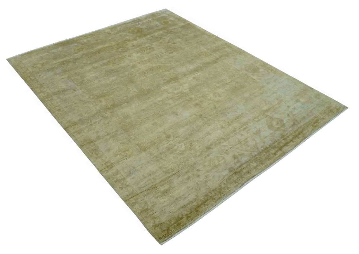 Traditional Oushak Design Beige And Silver Hand Knotted 8x10 Wool Area Rug