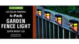 4-Pack LED Solar Powered Garden Fence Lights