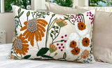 16" x 24" Oversized Floral Embroidered Throw Pillow Cover Sham