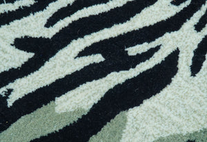 Hand Tufted Black And White Animal Tiger 2x6  Wool Area Rug