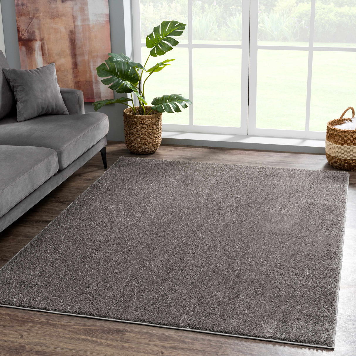 Judy Solid Dark Gray Washable Shag Rug - Promo