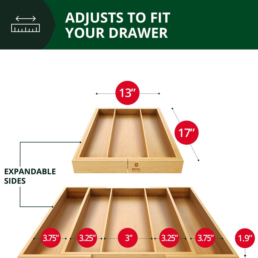 Utensil Drawer Organizer, Natural (5 Slots)