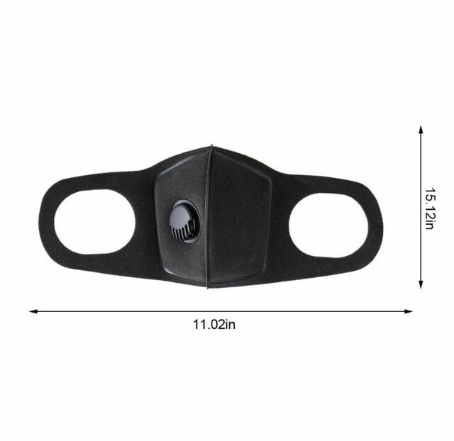 2-Pack Black Washable Face Mask with Breathing Valve