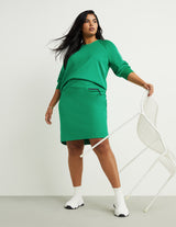 Zip-Back Banded-Waist Skirt