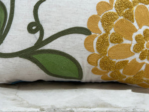 18x18" Embroidered Floral Boho Floral Throw Pillow Decorative Cover
