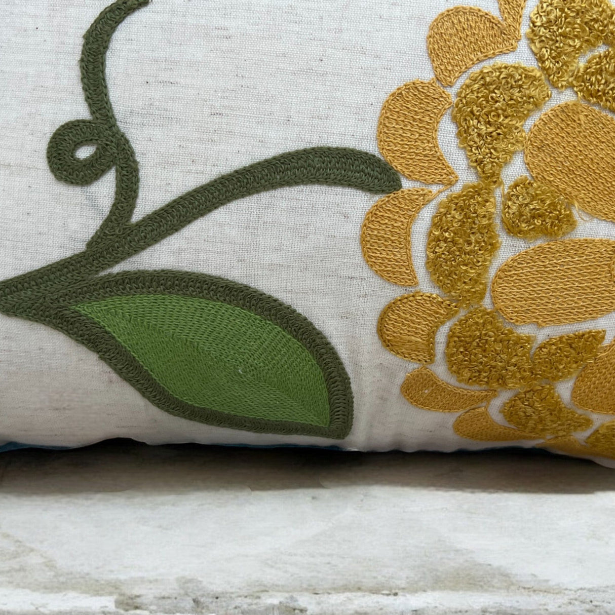 18x18" Embroidered Floral Boho Floral Throw Pillow Decorative Cover