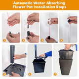 Faux Rattan Tall Planters Set with Water Level Monitor and Automatic Watering