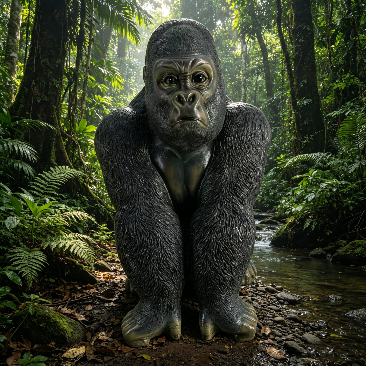 Realistic Silverback Gorilla Figurine