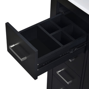 Ceramic Sink Combo, Freestanding Vanity Set With 3 Drawers & Soft Closing Doors