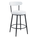Fashionable Ergonomic High Legged Bar Chairs with White Fabric Cushions, 35.5 Inches Tall Set of 2.