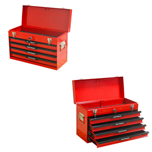 20-Inch Steel Tool Box with Drawers – Portable Storage, Red