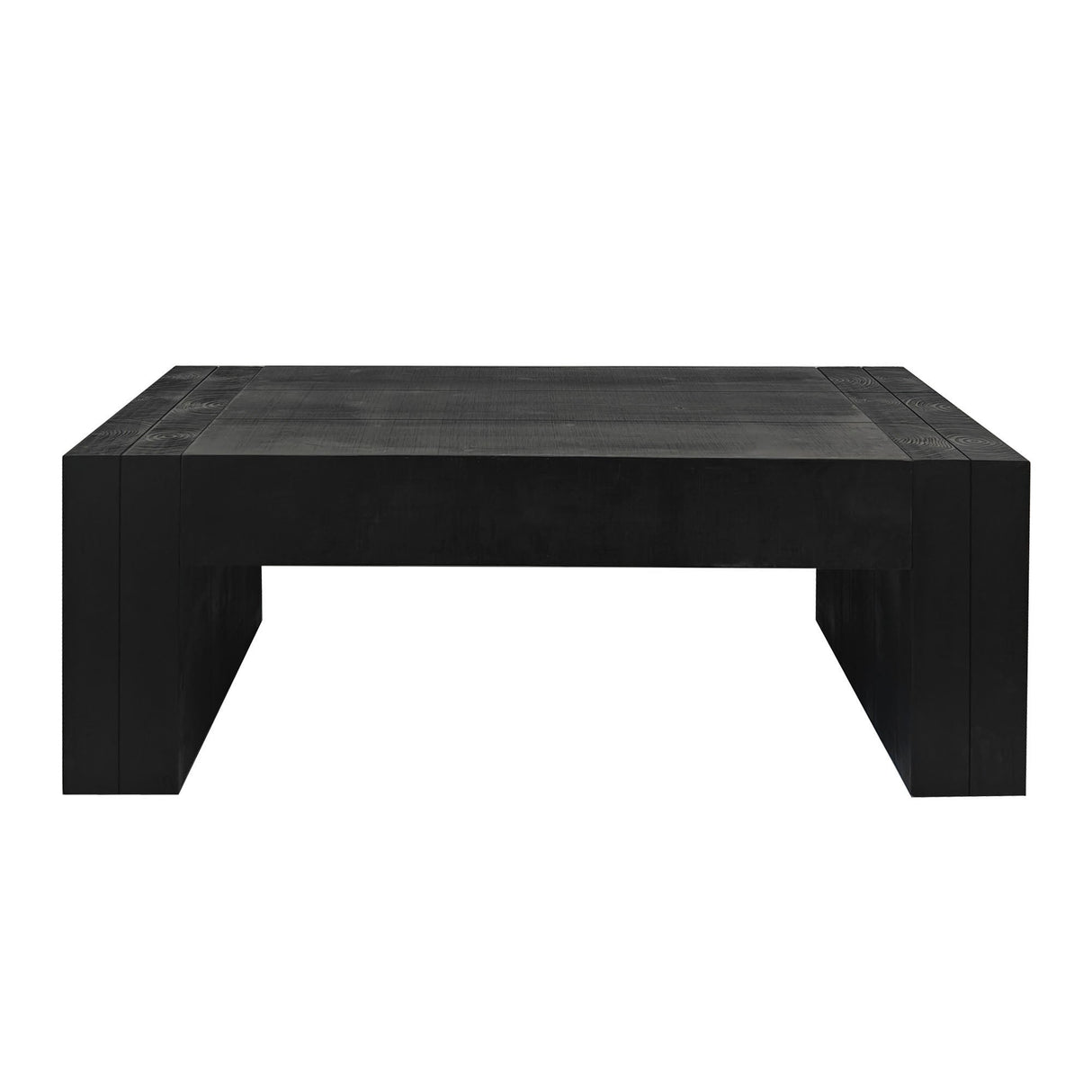 Modern Black Solid Wood Coffee Table, 49in Rectangular Coffee Table for Living Room, Farmhouse & Contemporary Decor