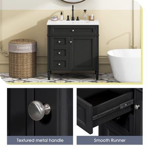Bathroom Vanity With Top Sink, Storage Cabinet With 2 Drawers, Tip Out Drawer