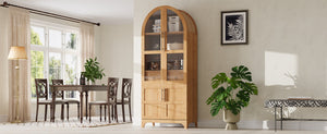 K&K 71' Tall Arched Kitchen Pantry Cabinet with Adjustable Shelves