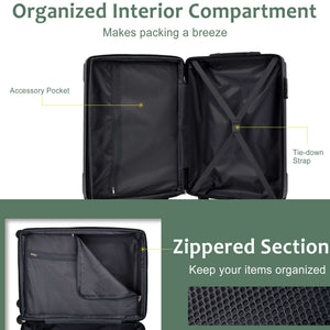 Lightweight Durable ABS Hardshell Luggage - 24-Inch (Green)