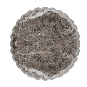 Outdoor Cleme Carved Side Table, Brown End Table