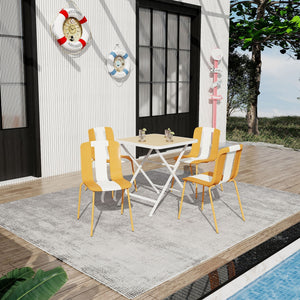 Modern Striped 4 Piece Outdoor Set with Folding Square Table - Orange or Green