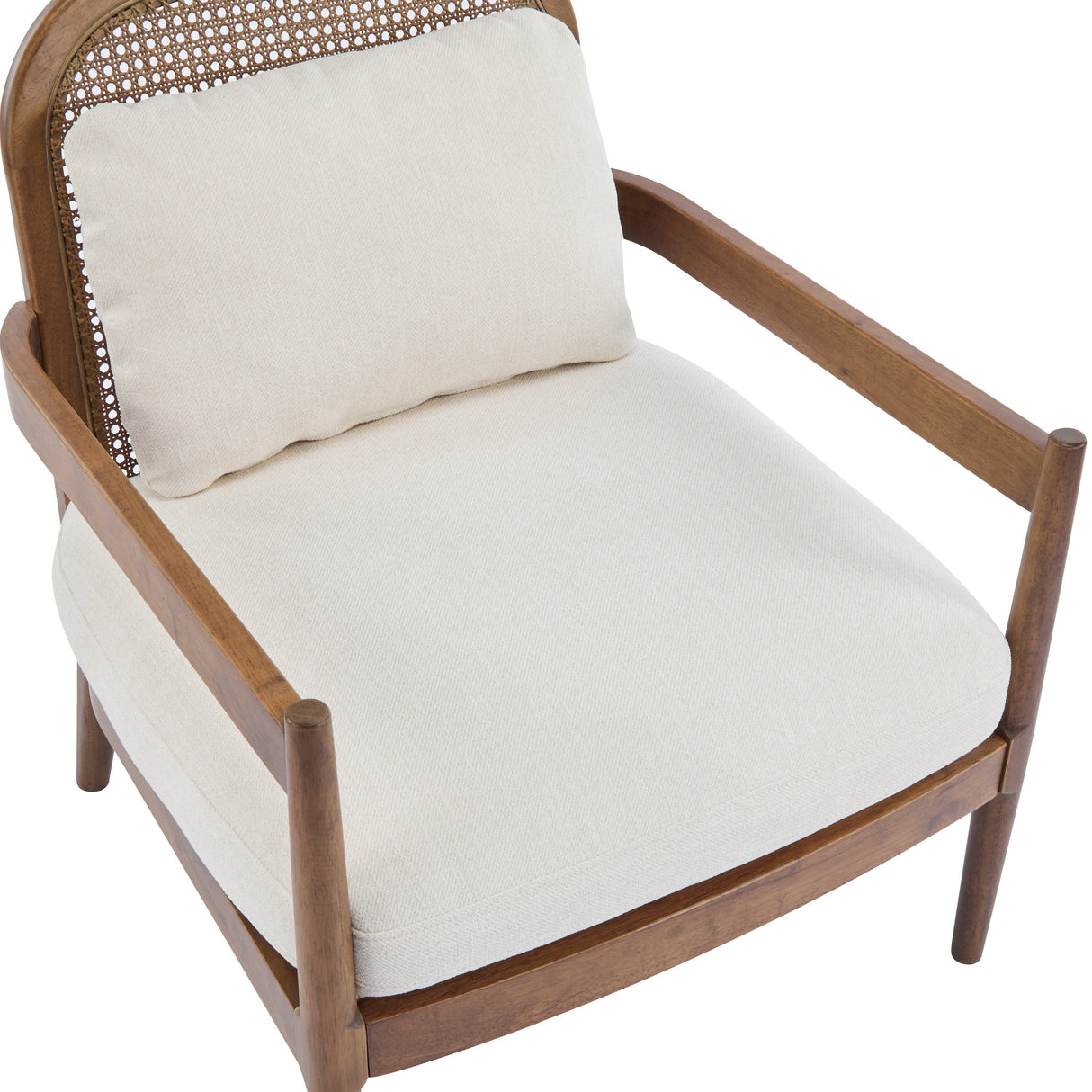 Elliston Rattan Backrest Solid Wood Accent Chair with Cushions Set of 2