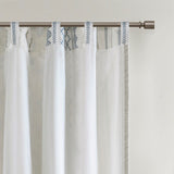 Cotton printed curtain panel with chenille stripe and lining