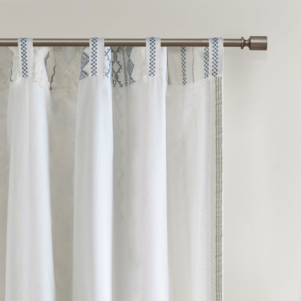Cotton printed curtain panel with chenille stripe and lining