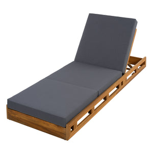 Lounge Chaise Set, Acacia Solid Wood with Lounge Cushion