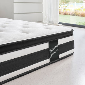 Full Size Hybrid Mattress Breathable Cool Knitted Fabric Cover Soft Memory Foam Individual Pocket Spring CetriPUR-US