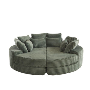 Round Oversized Sofa Bed With 5 Throw Pillows