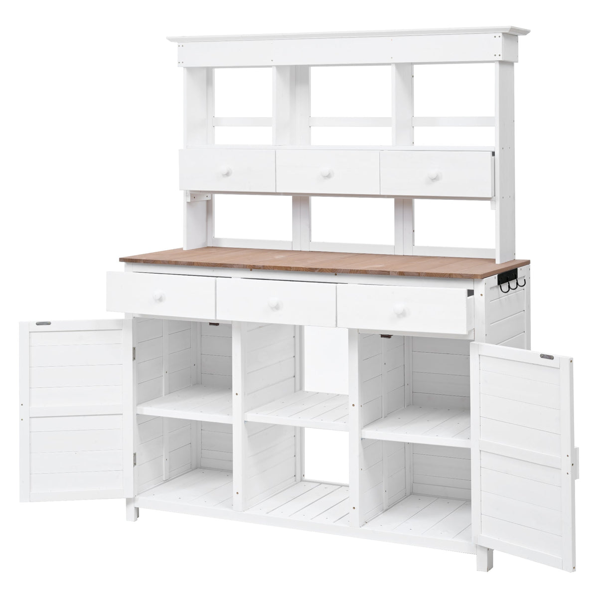 TOPMAX 65.7'' Tall Garden Potting Bench Table with Hutch