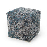 Anita Square Pouf Ottoman and Floor Cushion - Blue