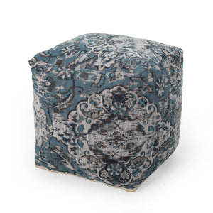 Anita - Square Pouf Ottoman And Floor Cushion - Blue