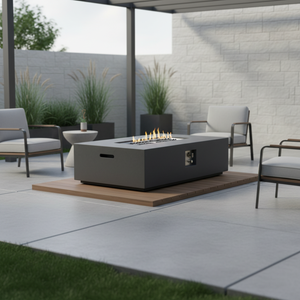 Volon Modern Rectangular Fire Pit Table in Light Gray