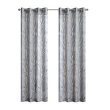 Grommet top sheer bird on branches burnout window curtain (only 1 pc panel)
