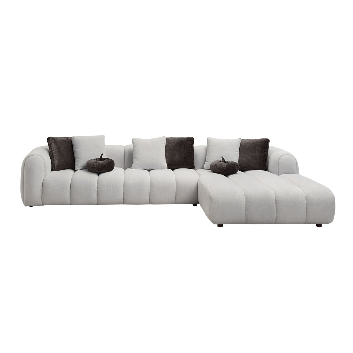 Manilla Sectional Sofa With 8 Pillows - Ivory White