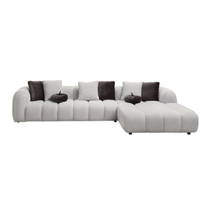 Manilla Sectional Sofa With 8 Pillows - Ivory White