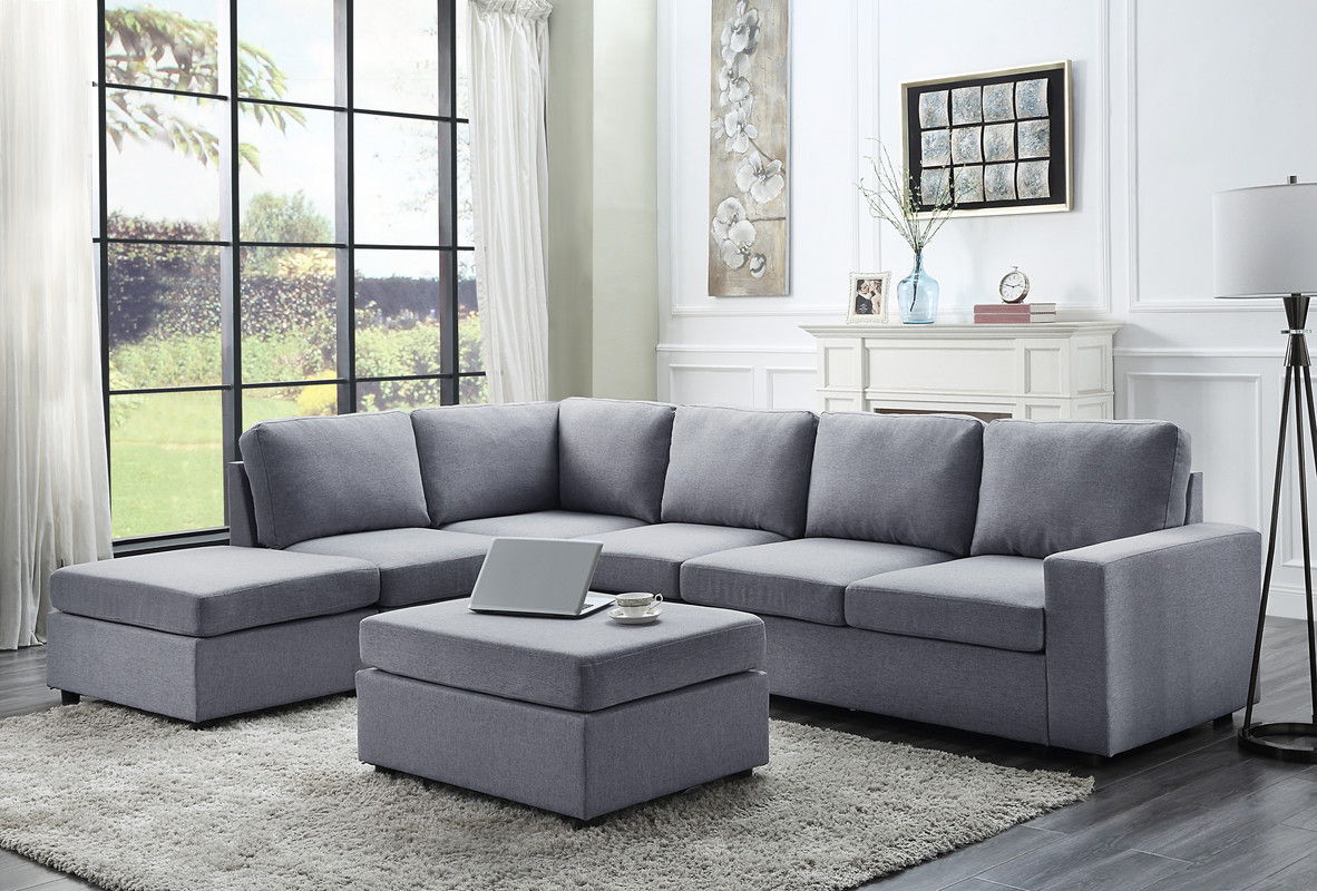 Cassia - 7 Seat Reversible Modular Sectional Sofa With Ottoman