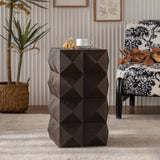 Retro Wooden Side Table with 3D Embossed Design