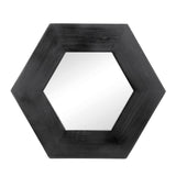 Hexagon Mirror With Natural Wood Frame