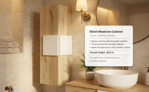 Medicine 38"H Single Door Cabinet, Three Shelves, Light