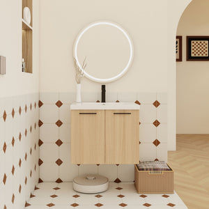 Floating Bathroom Vanity With Sink, Wall Mounted Double Door Storage