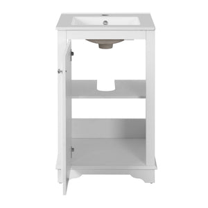 Bathroom Vanity With Sink, Freestanding Single Cabinet Set, Soft Close Door, Adjustable Shelf