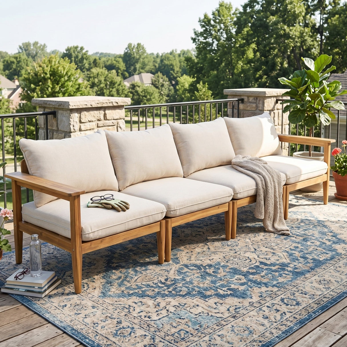 Terassi Outdoor Acacia Wood 4 Seater Sofa