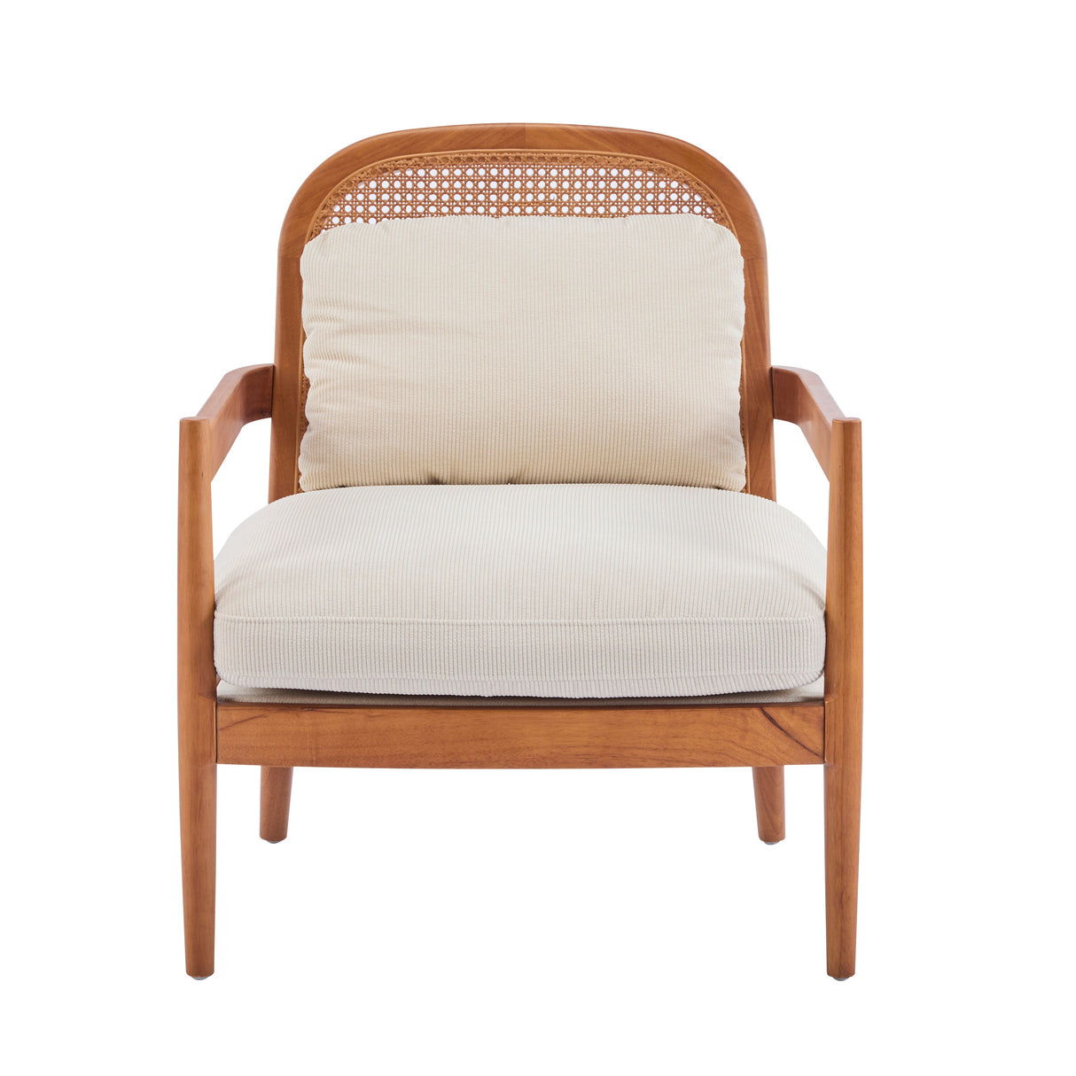 Elliston Rattan Backrest Solid Wood Accent Chair with Cushions, Set of 2