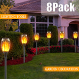 8-Pack Solar Flame Torch Lights – Flickering Outdoor Garden Lights for Patio & Lawn
