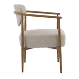 Beige PU Leather Dining Room Chair with Metal Frame